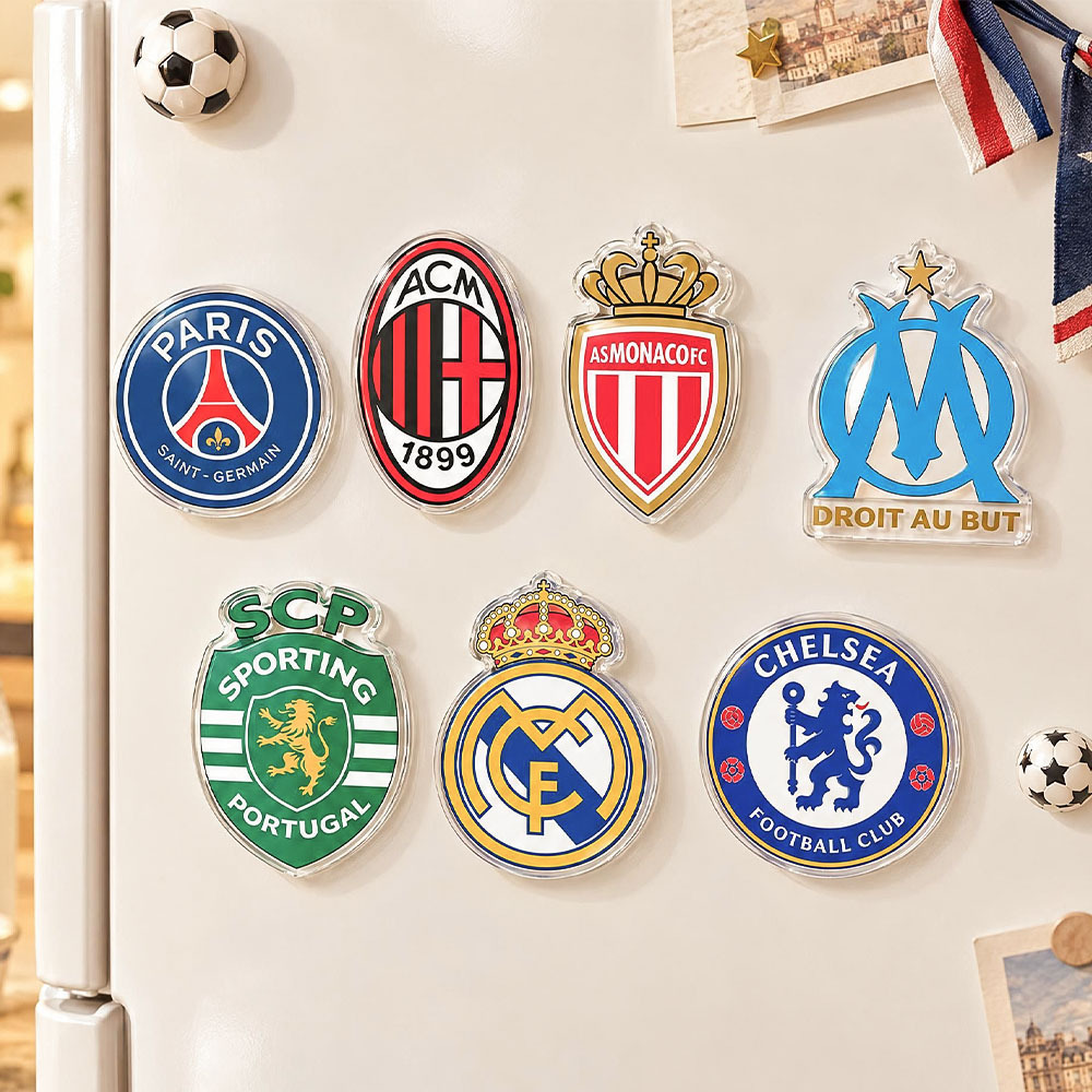 Football Club Badge Acrylic Fridge Magnet | Soccer Team Crest Refrigerator Magnet - 