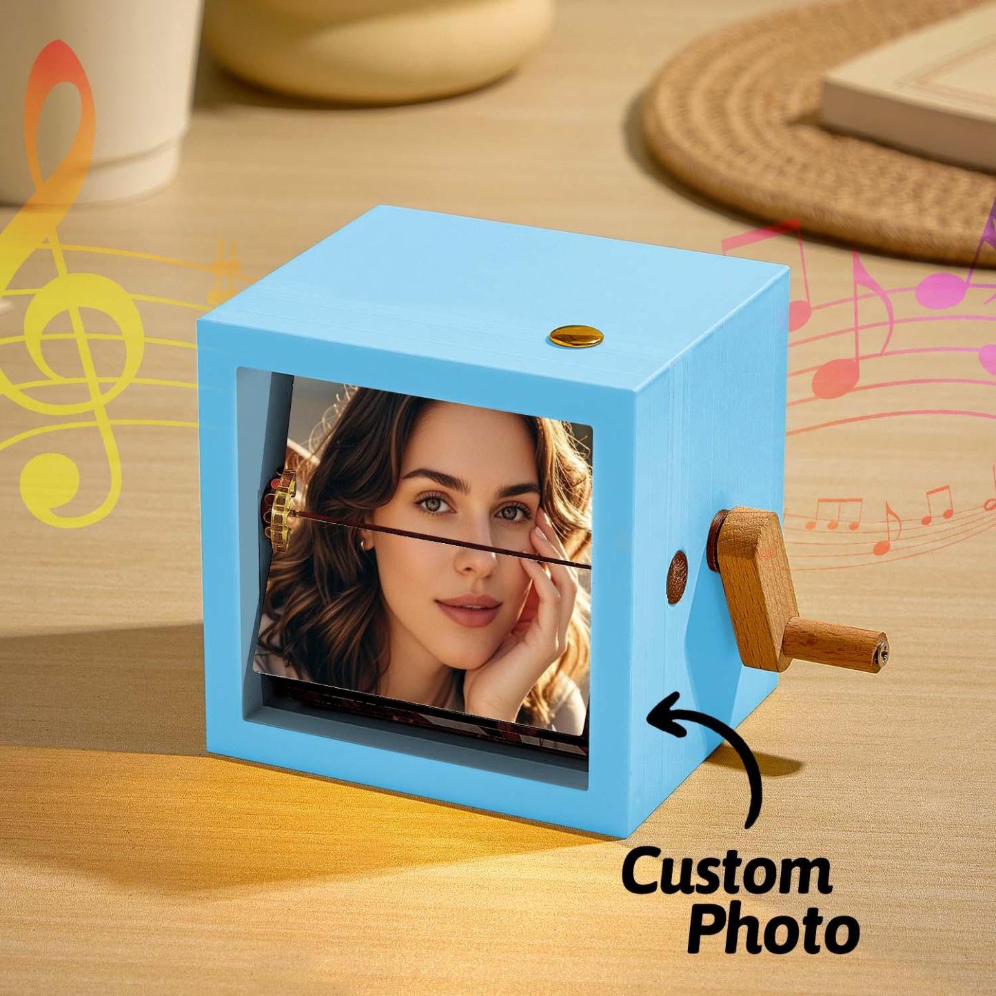 Custom Photo Flipbook Frame Animation Machine Mechanical Hand-cranked Flipbook Box Photo Album with Light Black Walnut Christmas Gifts - 