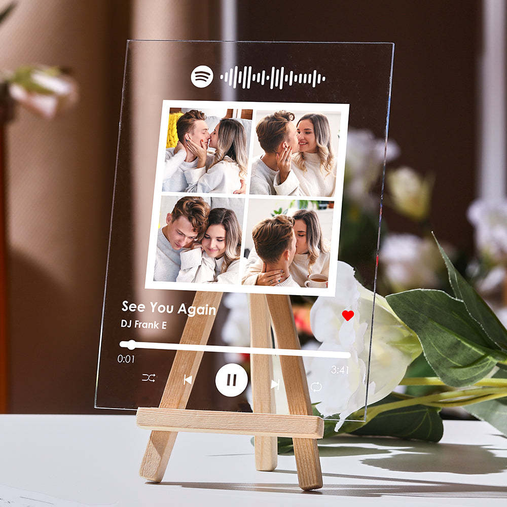 Custom Multiple Photos Spotify Plaque Custom Photo Acrylic Plaque Gift