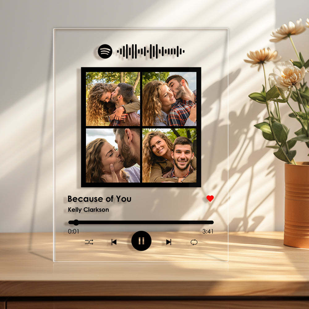 Custom Multiple Photos Spotify Plaque Custom Photo Acrylic Plaque Gift