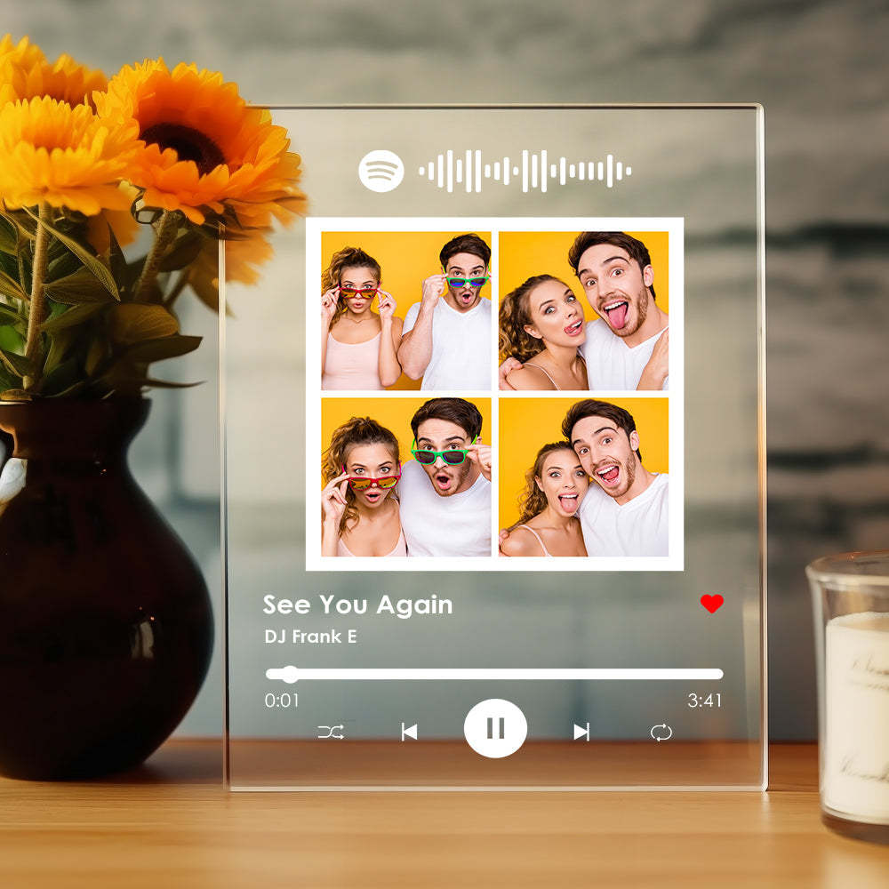 Custom Multiple Photos Spotify Plaque Custom Photo Acrylic Plaque Gift