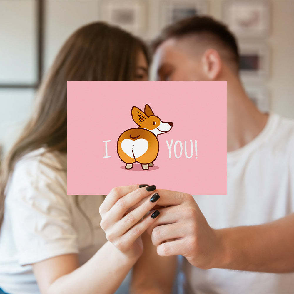 Corgi Butt Funny Valentine's Day Greeting Card - 