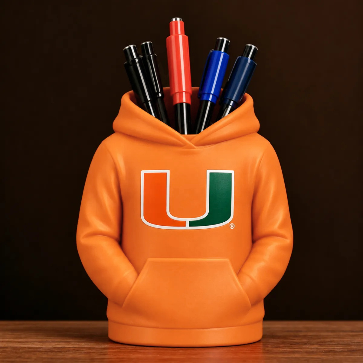 College Hoodie Desk Organizer, Pen Pencil and Utensil Holder, 3D Printed College Football Office and Kitchen Decor, Fan Gift - 