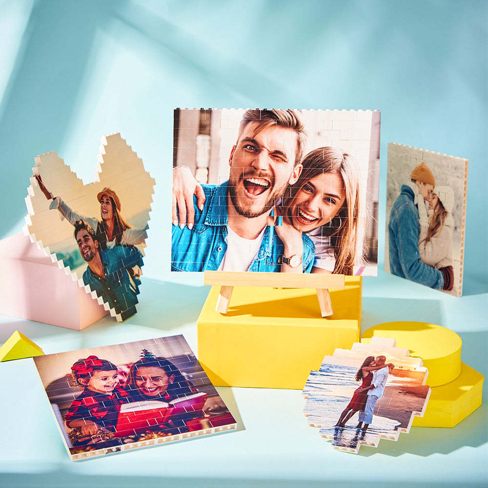 Custom Photo Building Brick Personalized Music Code Block Heart Shaped Photo Block Gifts for Her - 