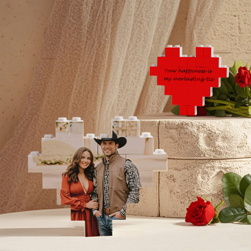 Custom Music Code Building Brick Personalized Photo Block Heart Shape Valentine's Day Gifts - 