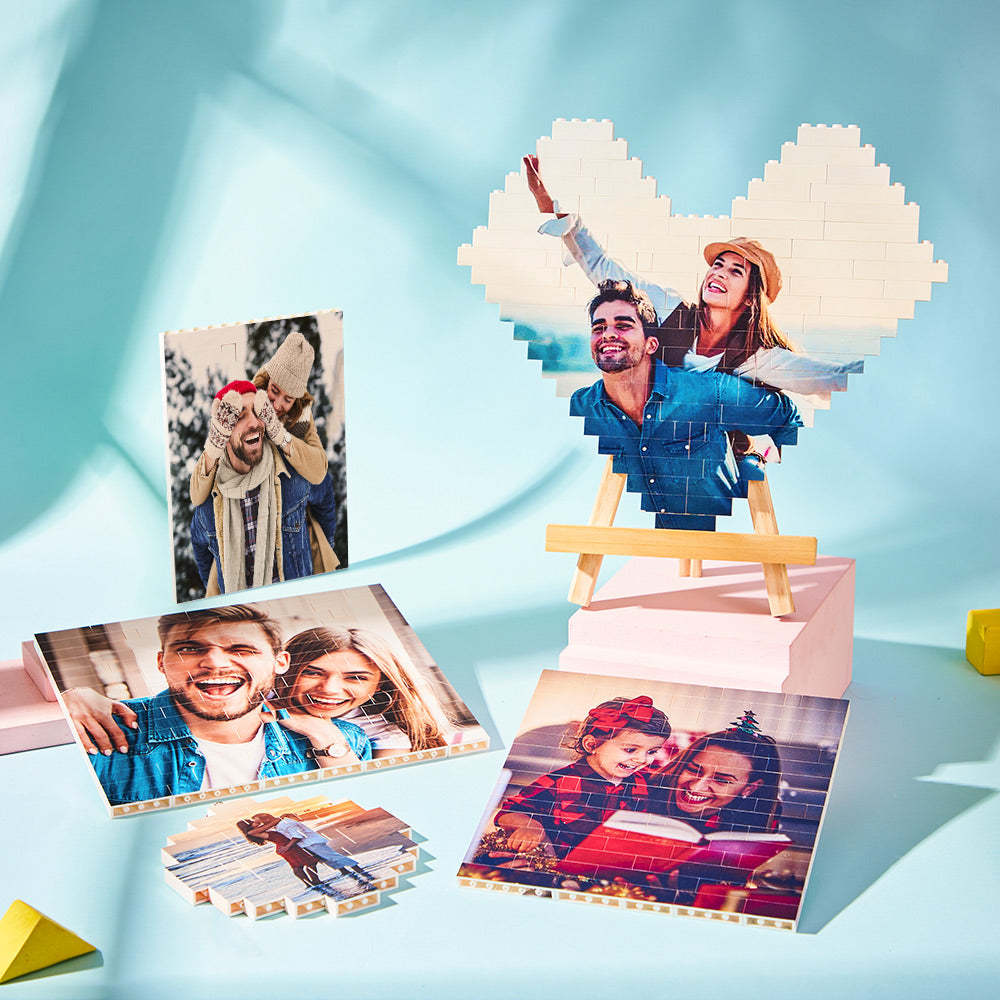 Custom Photo Building Brick Personalized Music Code Block Heart Shaped Photo Block Gifts for Her - 