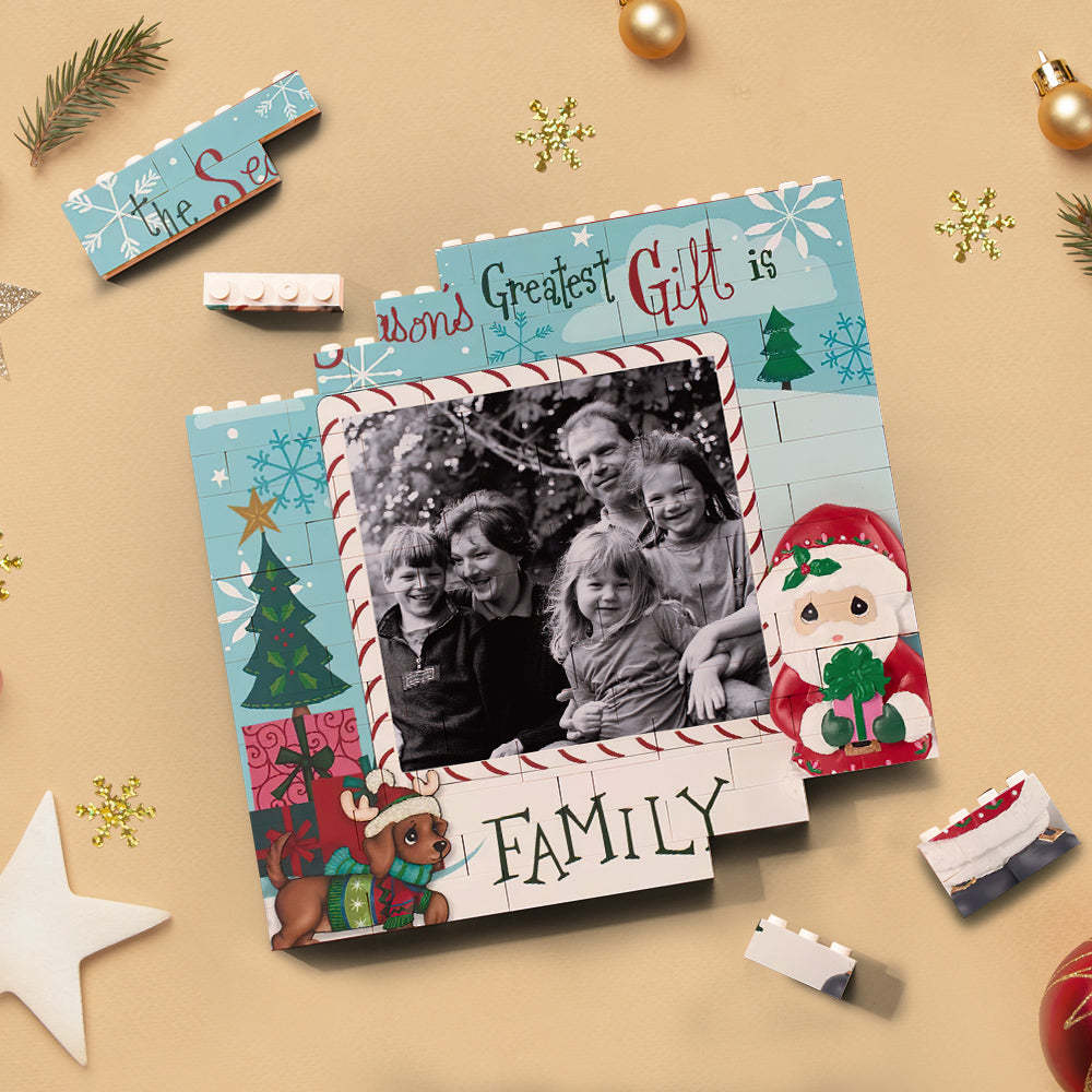 Custom Building Block Puzzle Square Family Photo Brick Retro Style Christmas Gifts - 