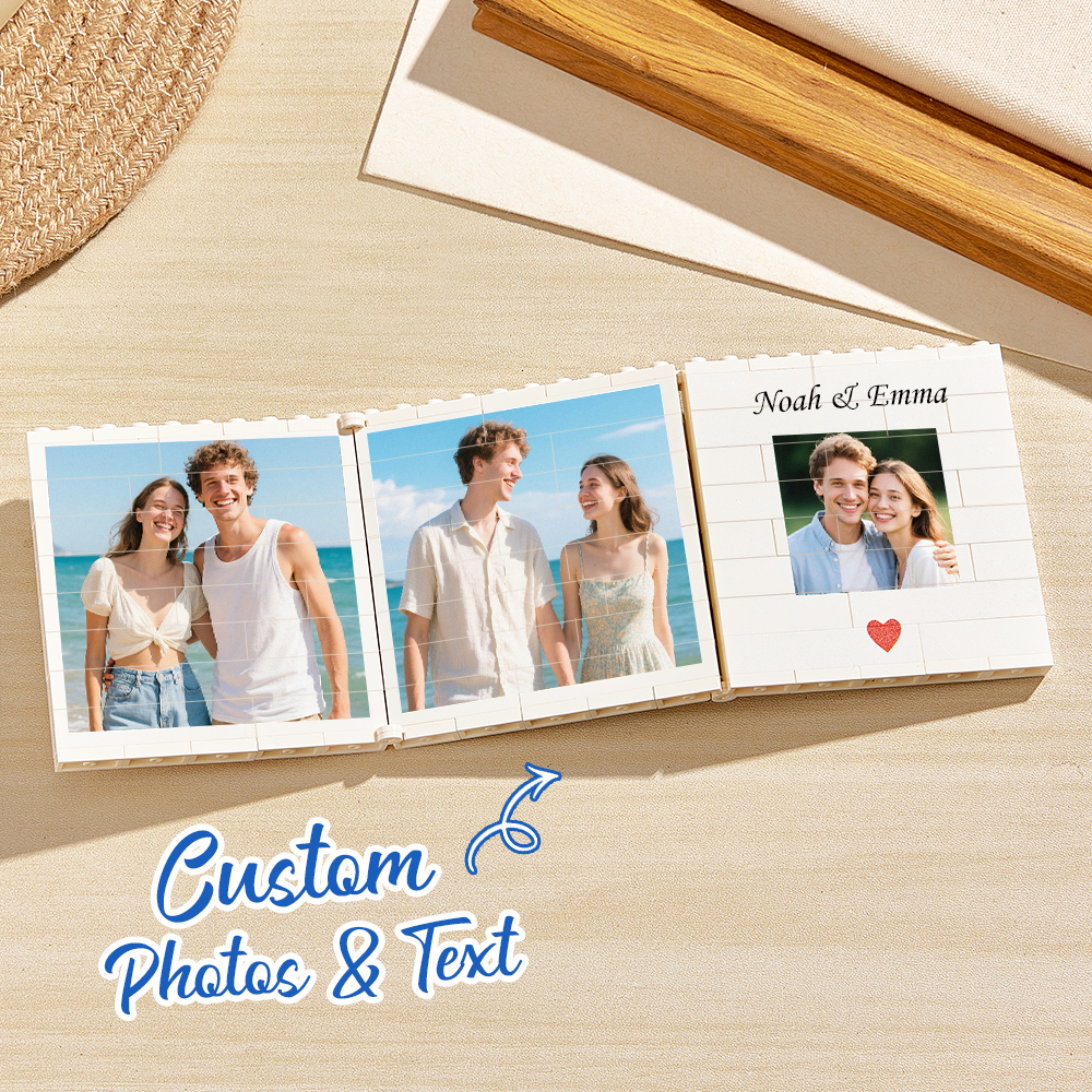 Personalised Fold-Out Daddy & Me Brick Photo Block Gift Mini Photo Album Keepsake Gift for Dad, Puzzle, Him, Dad, Fathers Day, Grandad - MyPhotoSocks