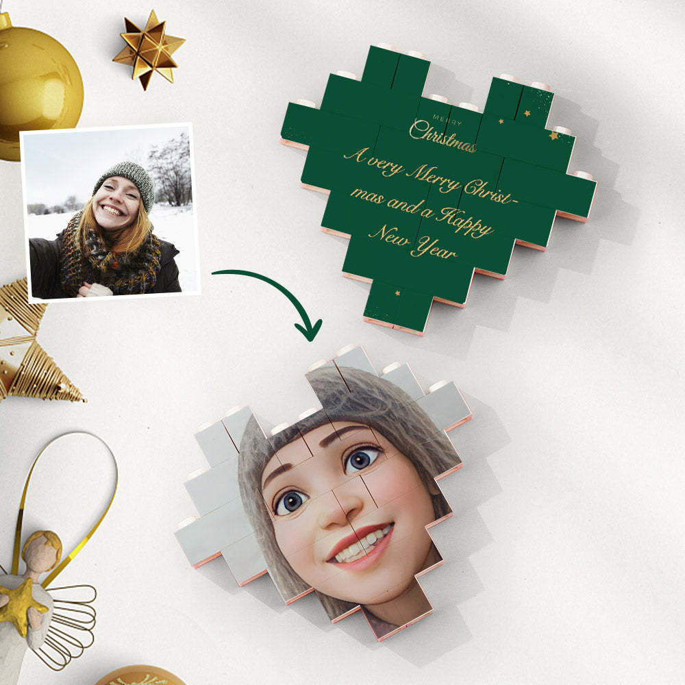 Personalised Building Brick Heart Custom Cartoon Avatar Block Christmas Gifts - 