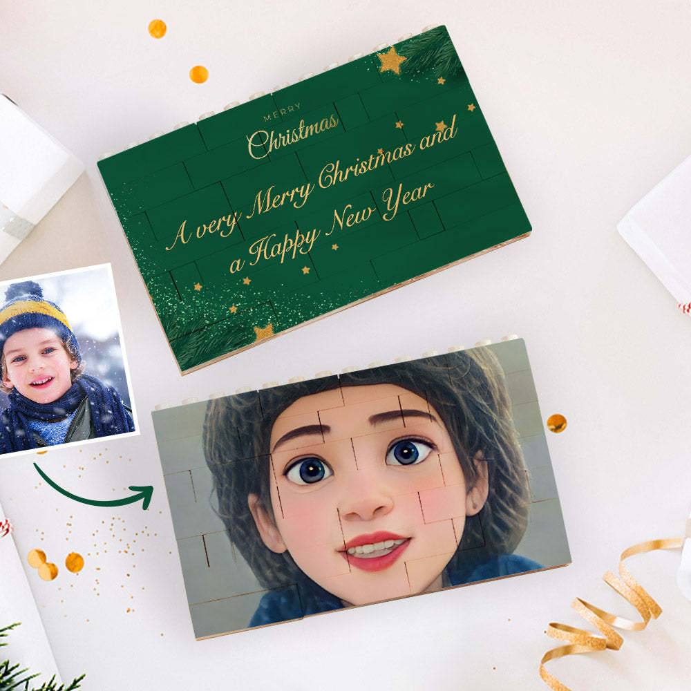 Personalised Building Bricks Custom Cartoon Avatar Horizontal Block Christmas Gifts - 