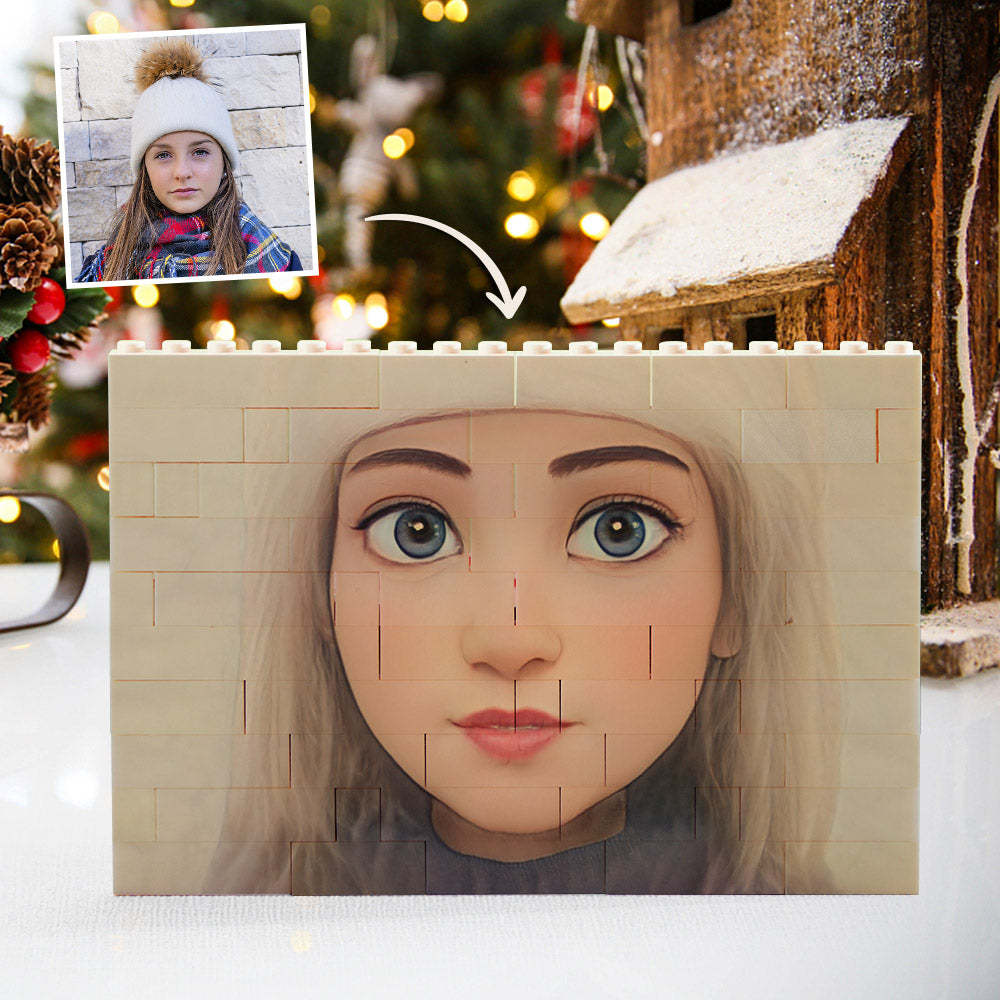 Personalised Building Bricks Custom Cartoon Avatar Horizontal Block Christmas Gifts - 