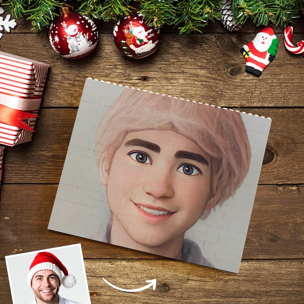 Personalised Building Bricks Custom Cartoon Avatar Horizontal Block Christmas Gifts - 