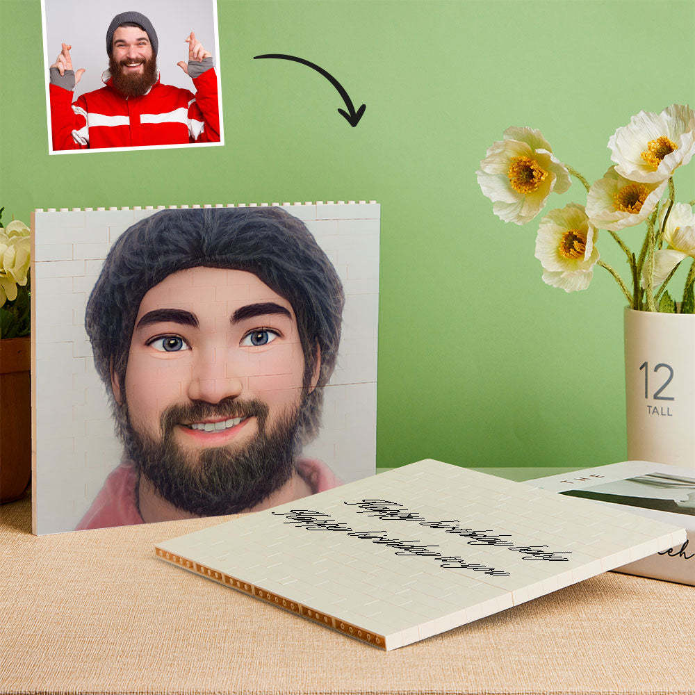 Personalised Building Bricks Custom Cartoon Avatar Horizontal Block Christmas Gifts - 