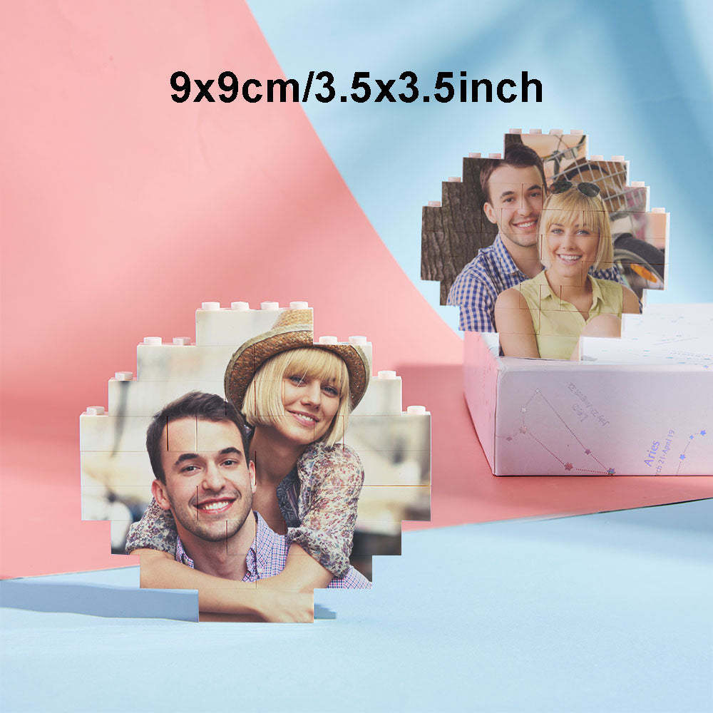 Custom Photo Building Brick Personalized Music Code Block Heart Shaped Photo Block Gifts for Her - 