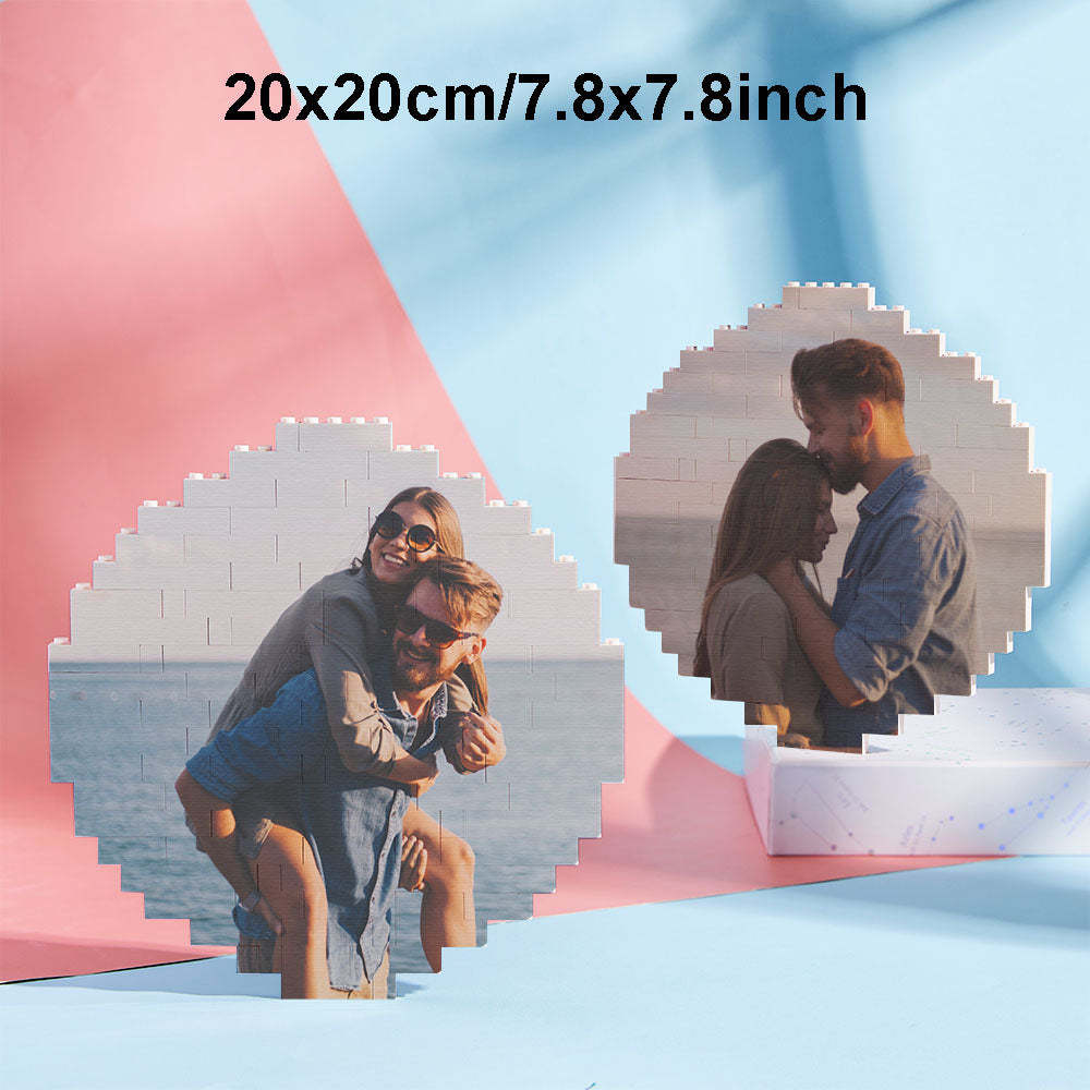 Custom Photo Building Brick Personalized Music Code Block Heart Shaped Photo Block Gifts for Her - 