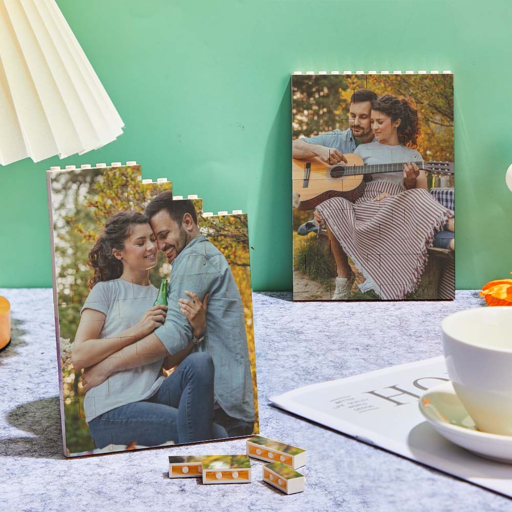 Personalized Music Vertical Photo Brick Block Brick Rectangle Building Photo Block Music Code Custom Text Frame