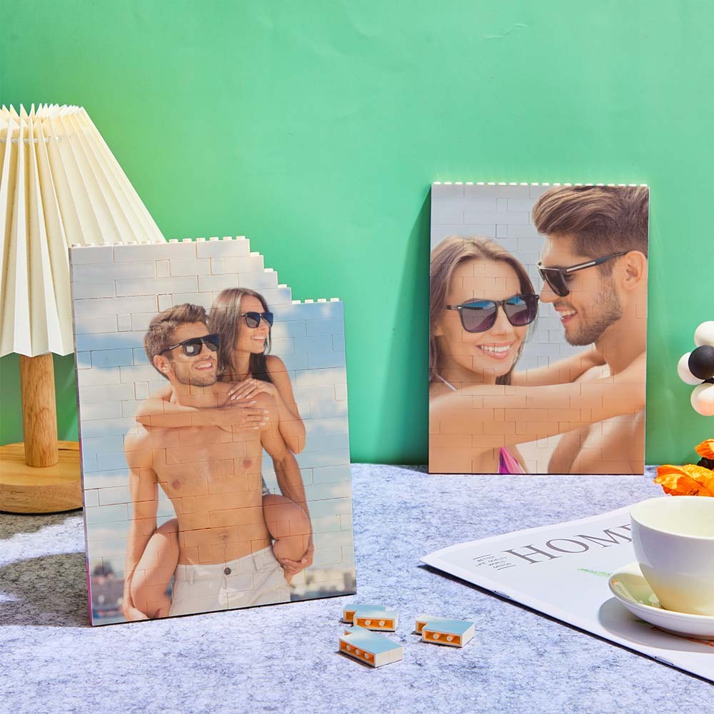 Personalized Music Vertical Photo Brick Block Brick Rectangle Building Photo Block Music Code Custom Text Frame