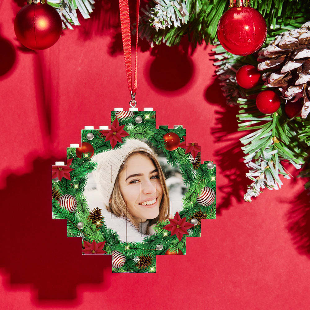 Christmas Ornament Mistletoe Custom Photo Block Personalized Building Brick