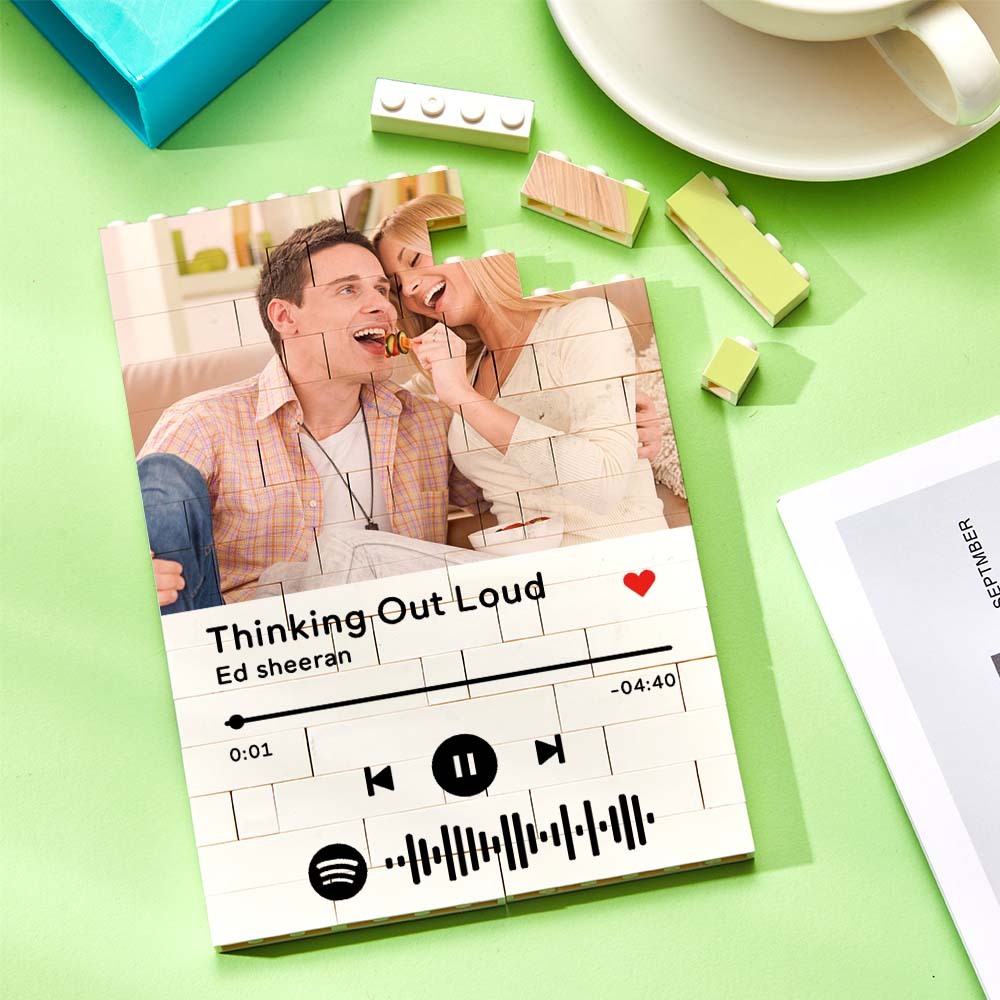Personalised Photo Building Block Custom Music Code Gifts for Him