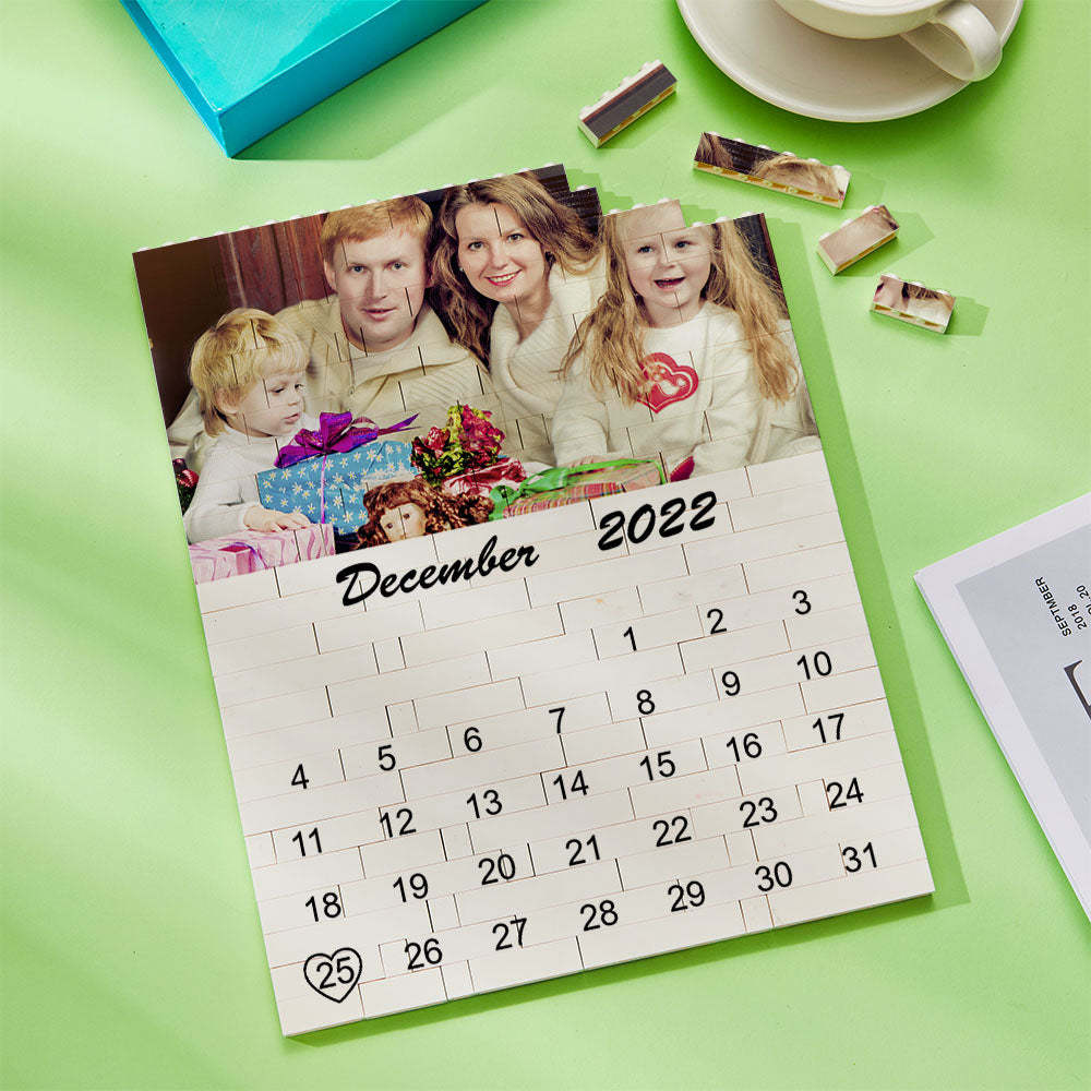 Personalised Photo Building Block Custom Calendar Important Date Gifts for Him - 