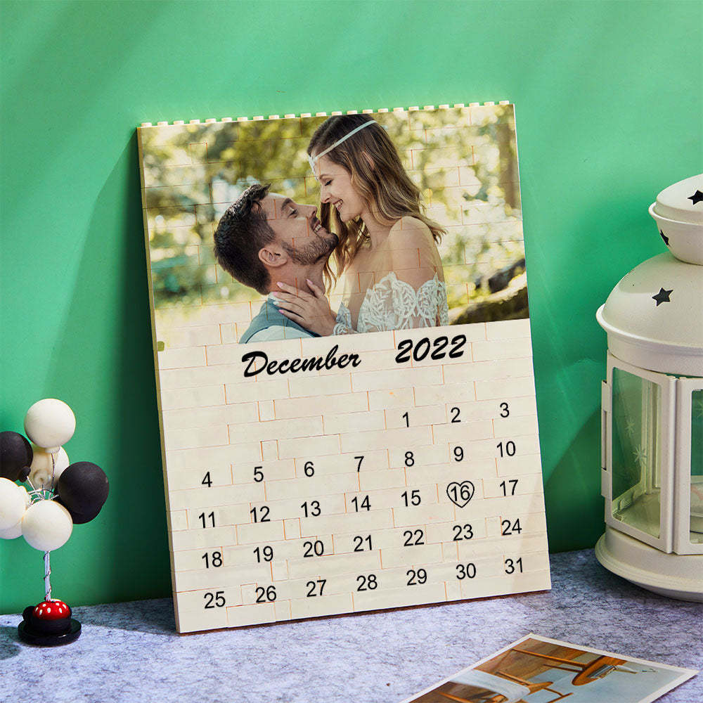Personalised Photo Building Block Custom Calendar Important Date Gifts for Him - 