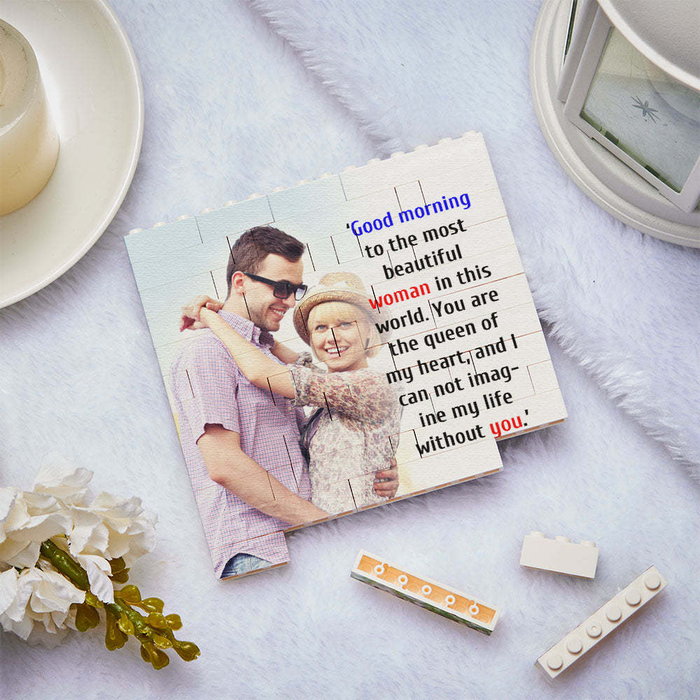 Personalised Building Bricks Square Photo Block Frame Gifts for Her - 