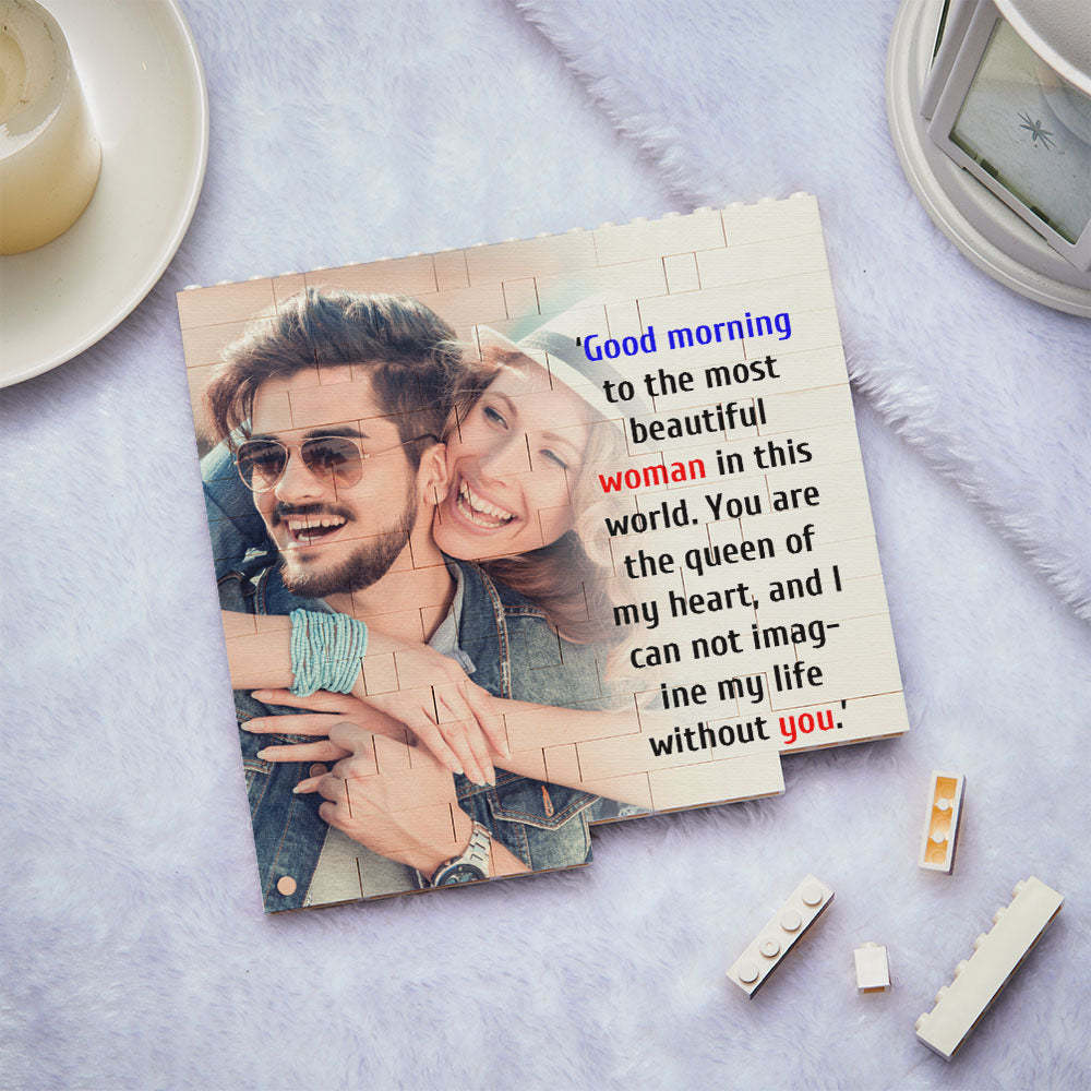 Personalised Building Bricks Square Photo Block Frame Gifts for Her - 