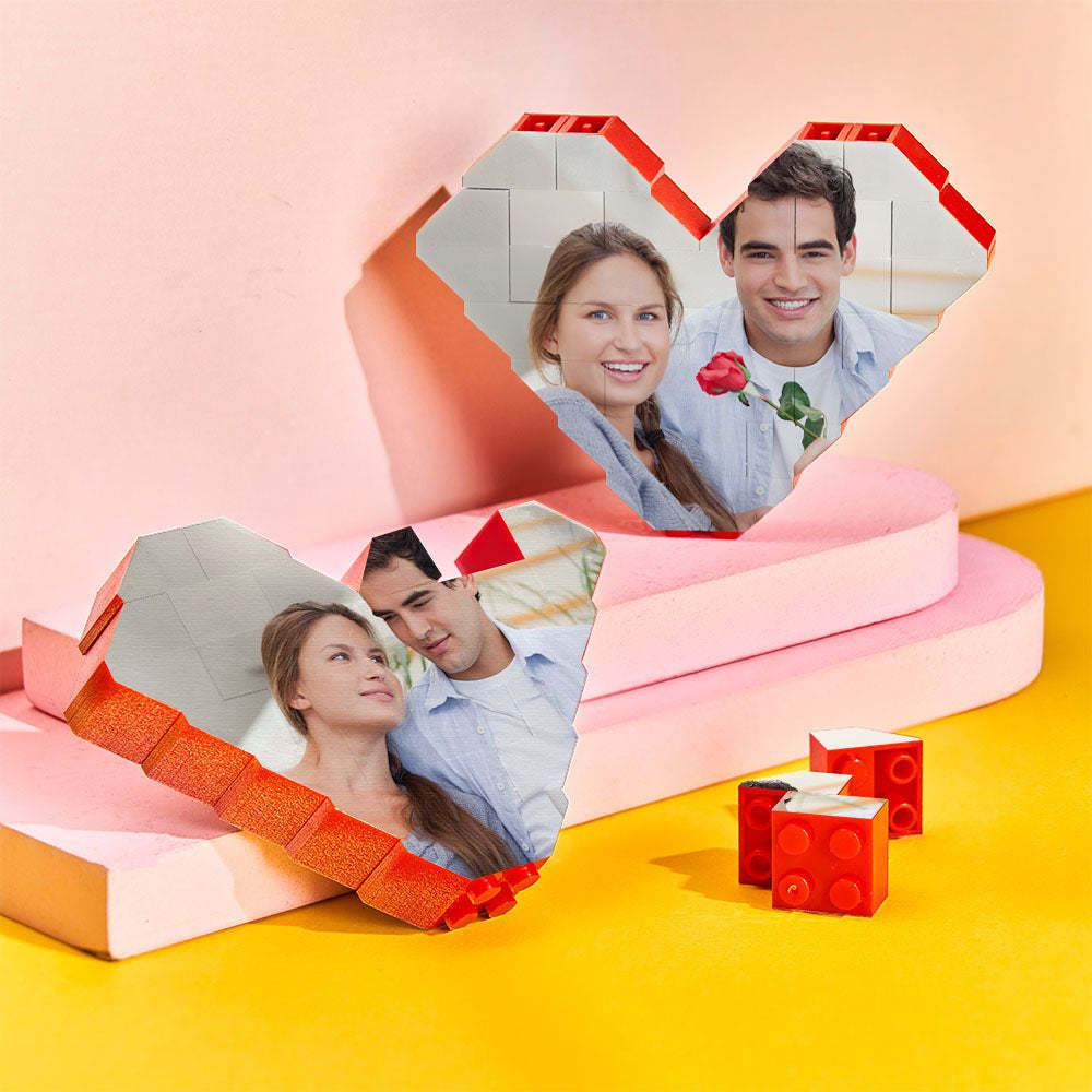 Personalised Building Brick Heart Valentine's Day Gifts Custom Photo Block Toy Home Decor For Lover - 