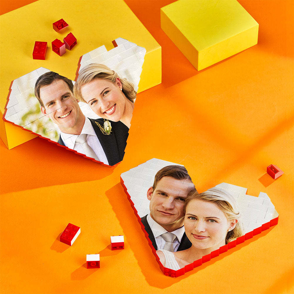 Personalised Building Brick Heart Valentine's Day Gifts Custom Photo Block Toy Home Decor For Lover - 