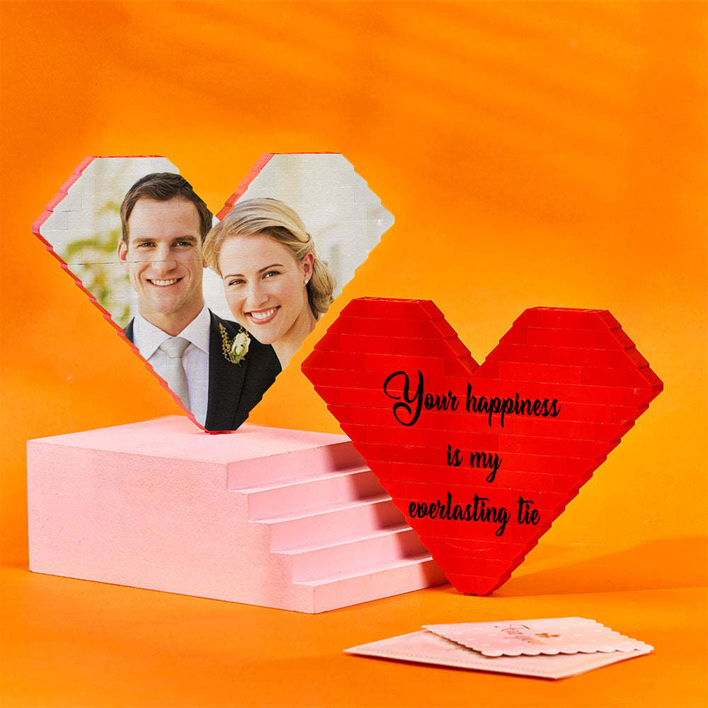 Personalised Building Brick Heart Valentine's Day Gifts Custom Photo Block Toy Home Decor For Lover - 