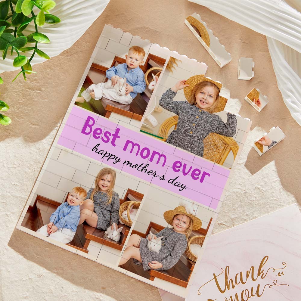Custom Building Block Puzzle Vertical Building Photo Brick Happy Child Mother's Day Gift - 