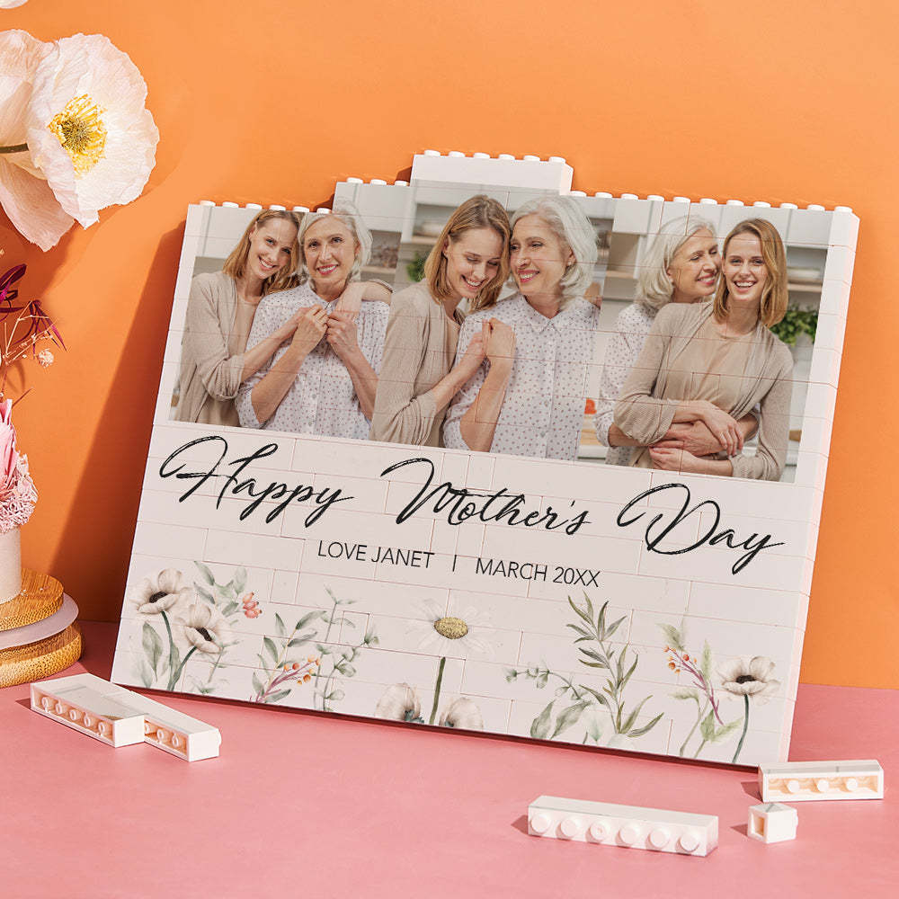 Personalized Horizontal Building Brick Custom Photo Block Happy Mother's Day - 