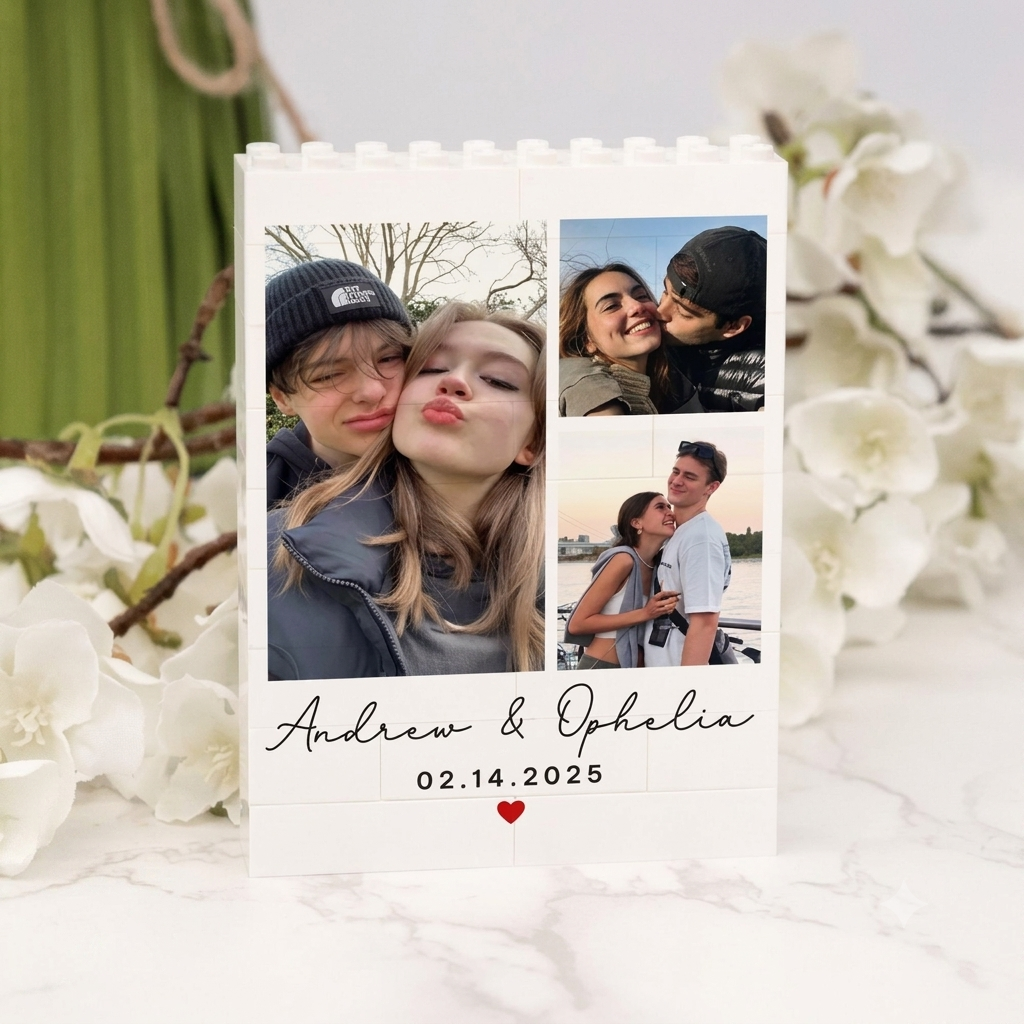 Custom Photo Brick Puzzle Frame – Build Your Love, A Romantic Couple Gift for Valentine’s Day & Anniversaries