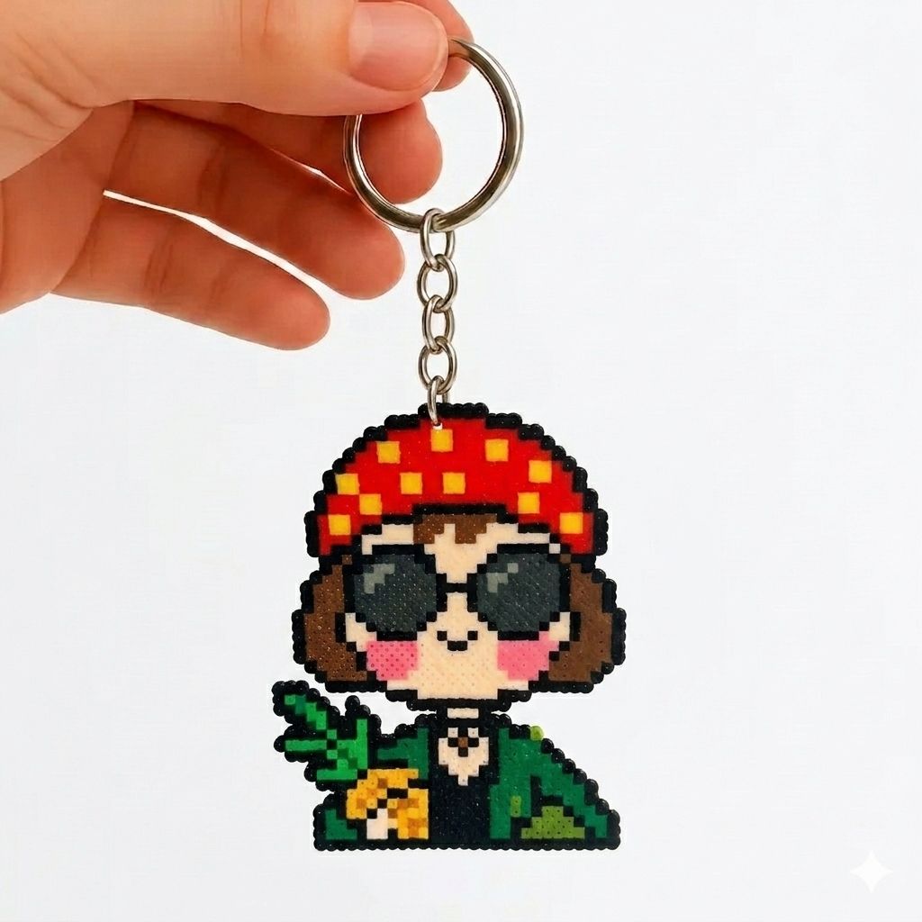 Custom Pixel Bead Art Personalized Photo Keychain Portrait Gift for Couple