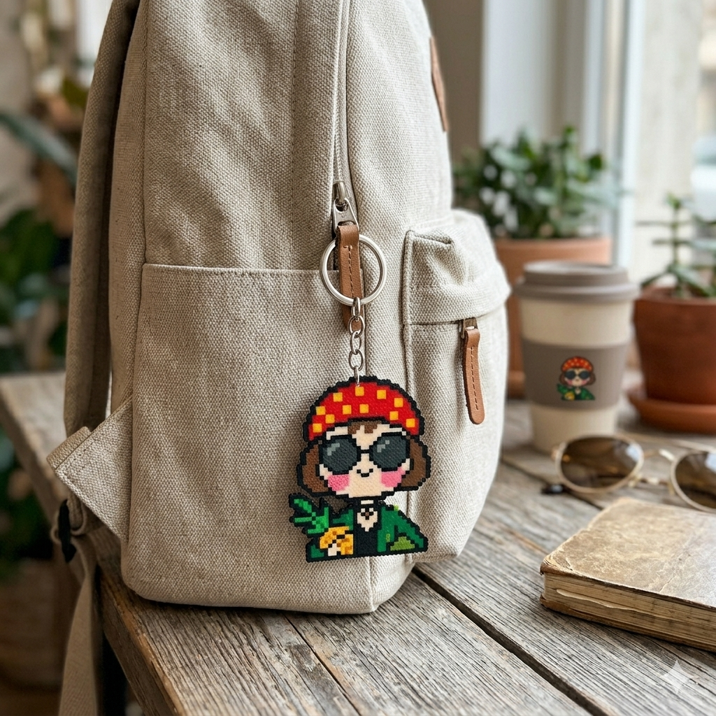 Custom Pixel Bead Art Personalized Photo Keychain Portrait Gift for Couple