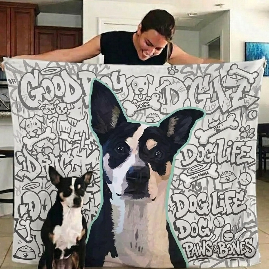 DIY Coloring Blanket Custom Dog Style with 24 Colors Markers, Color Your Own Blankets, Customizable Washable Diys Colorings Blanket Kits, You Can Color Fuzzy Velvet, Creative Diys Colorings Blankets for Pet Lovers - 