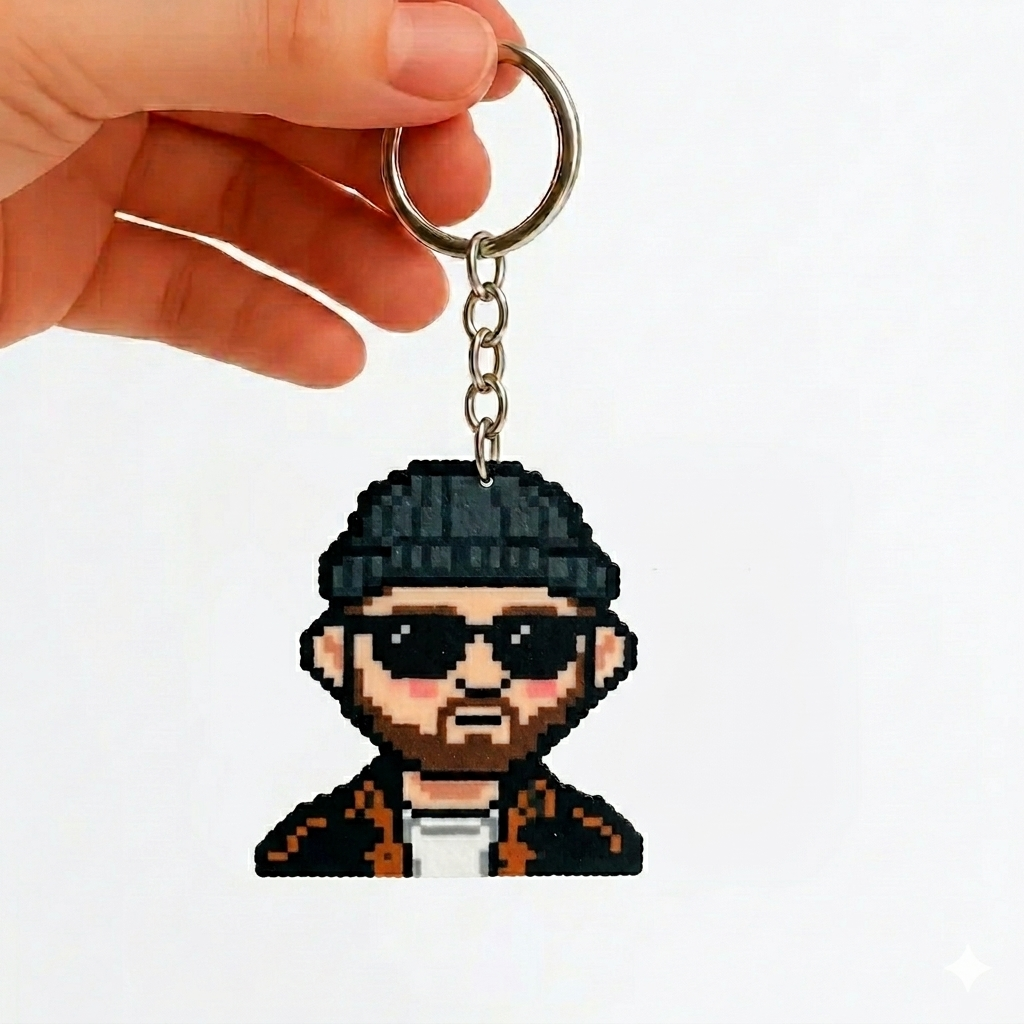 Custom Pixel Bead Art Personalized Photo Keychain Portrait Gift for Couple