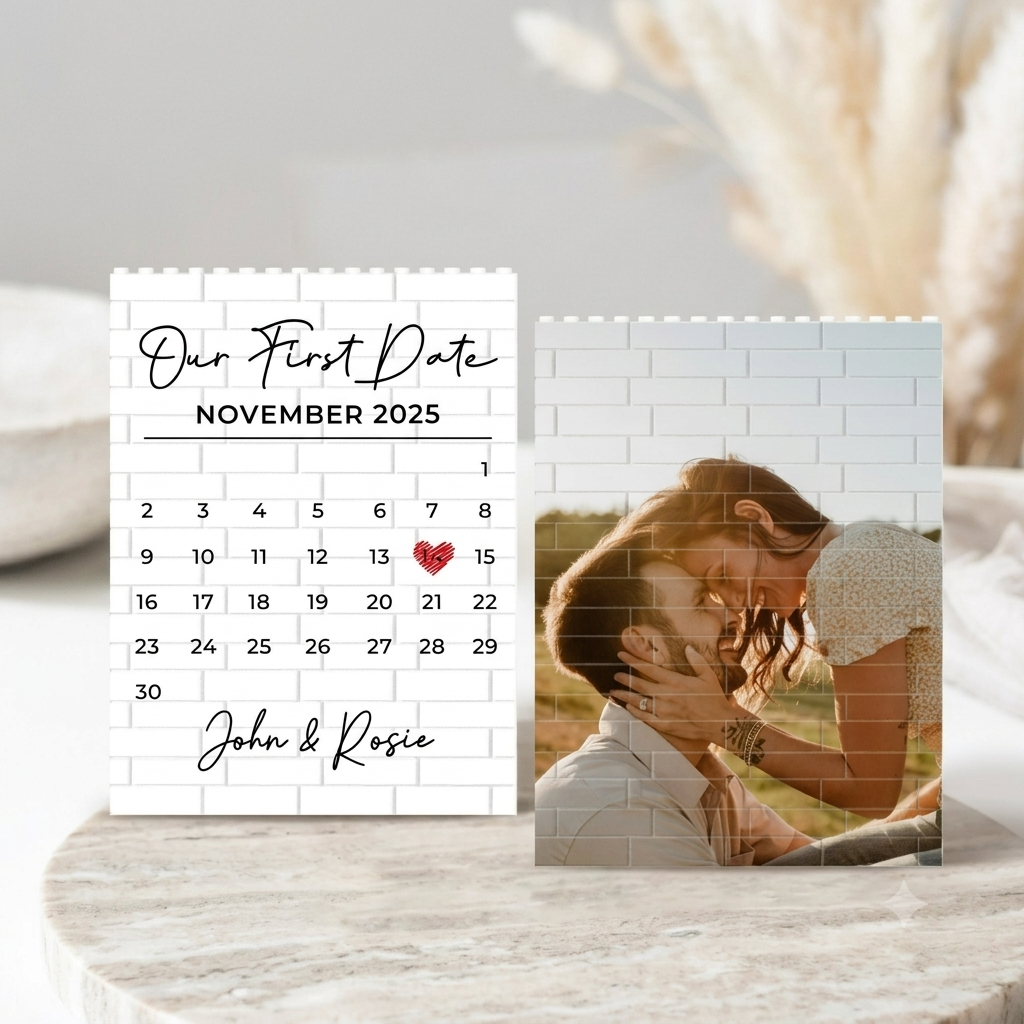Custom Photo Brick Puzzle Frame – Build Your Love, A Romantic Couple Gift for Valentine’s Day & Anniversaries
