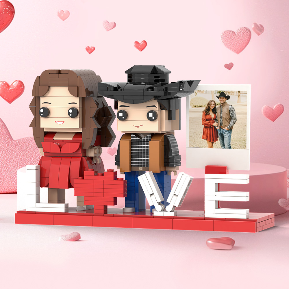 Customizable Fully Body 2 People Brick Figure Gift For Couples On Valentine's Day Small Particle Block Gift For Lovers