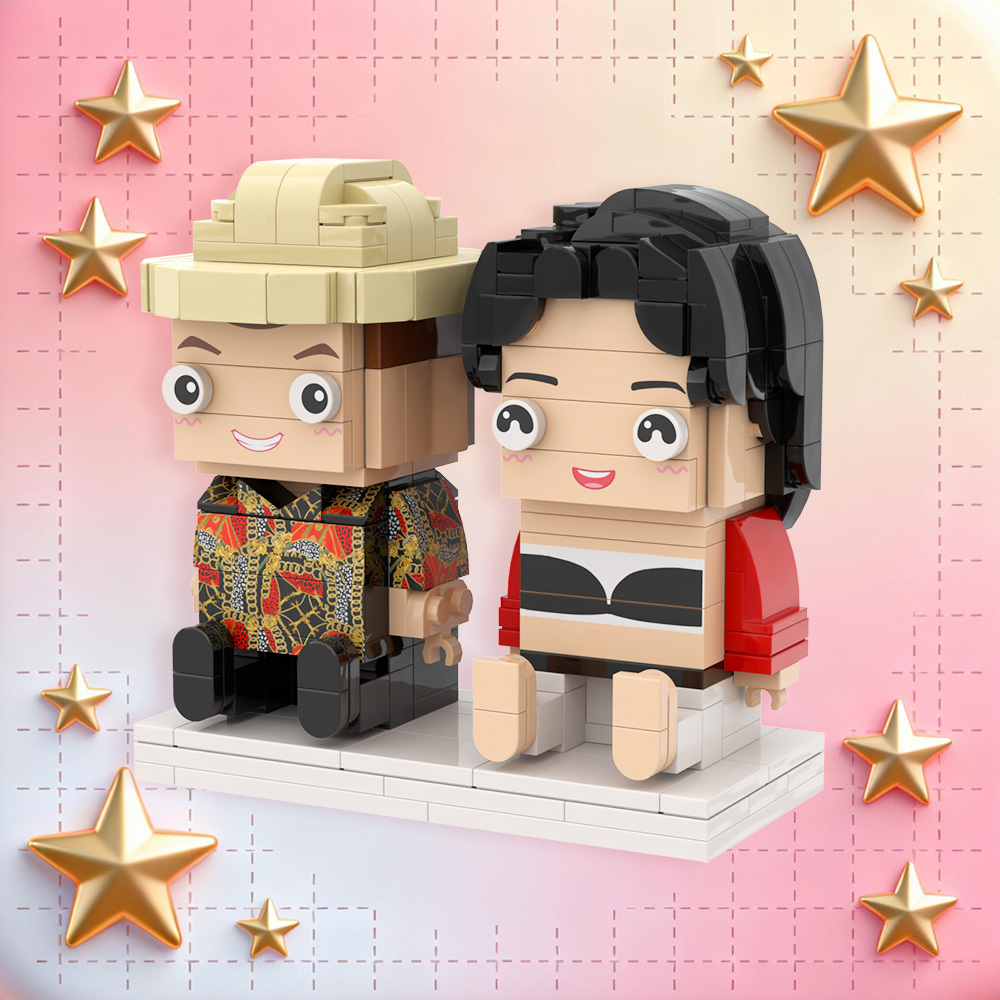 Custom Fully Body 2 People Custom Brick Figures Persanalized Sitting Brick Figures Sweet Couple Gifts 