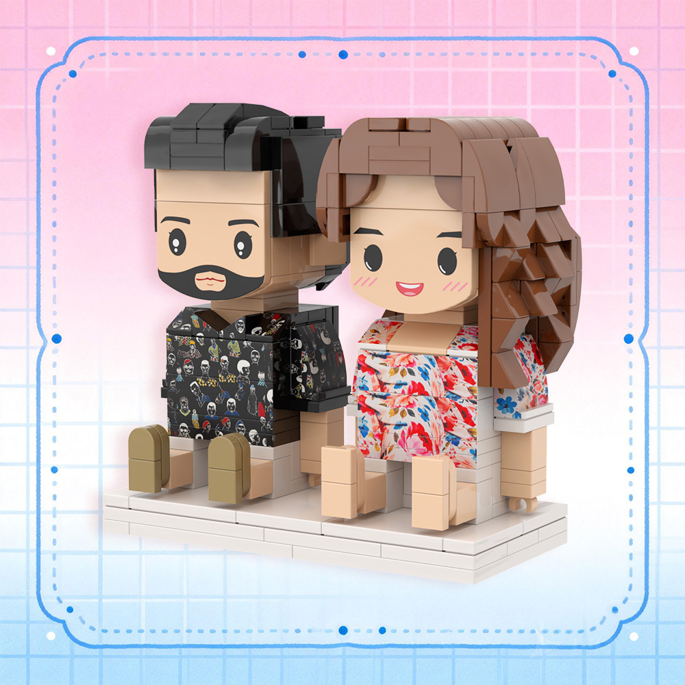 Custom Fully Body 2 People Custom Brick Figures Persanalized Sitting Brick Figures Sweet Couple Gifts 