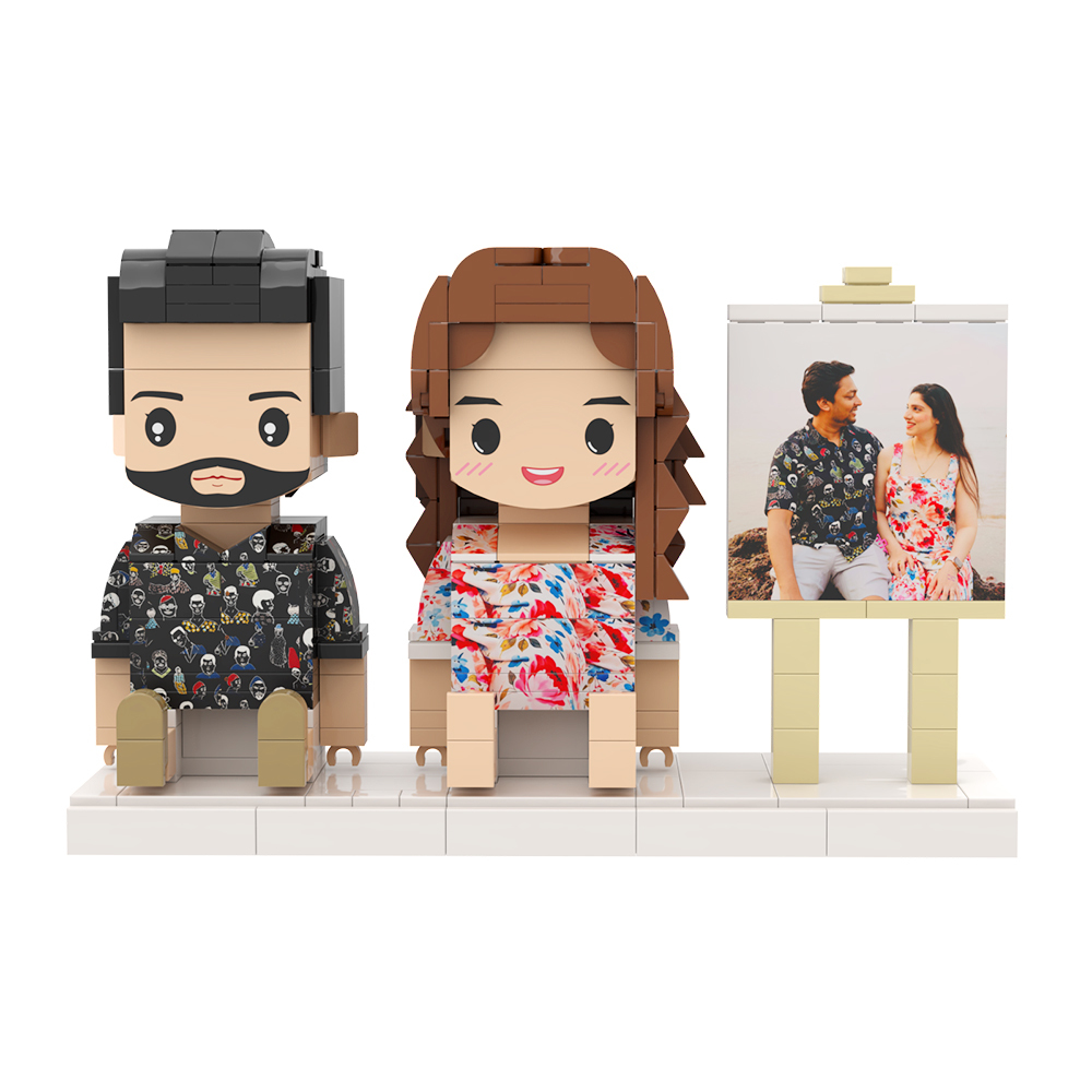 Custom Fully Body 2 People Custom Brick Figures Persanalized Sitting Brick Figures Sweet Couple Gifts 