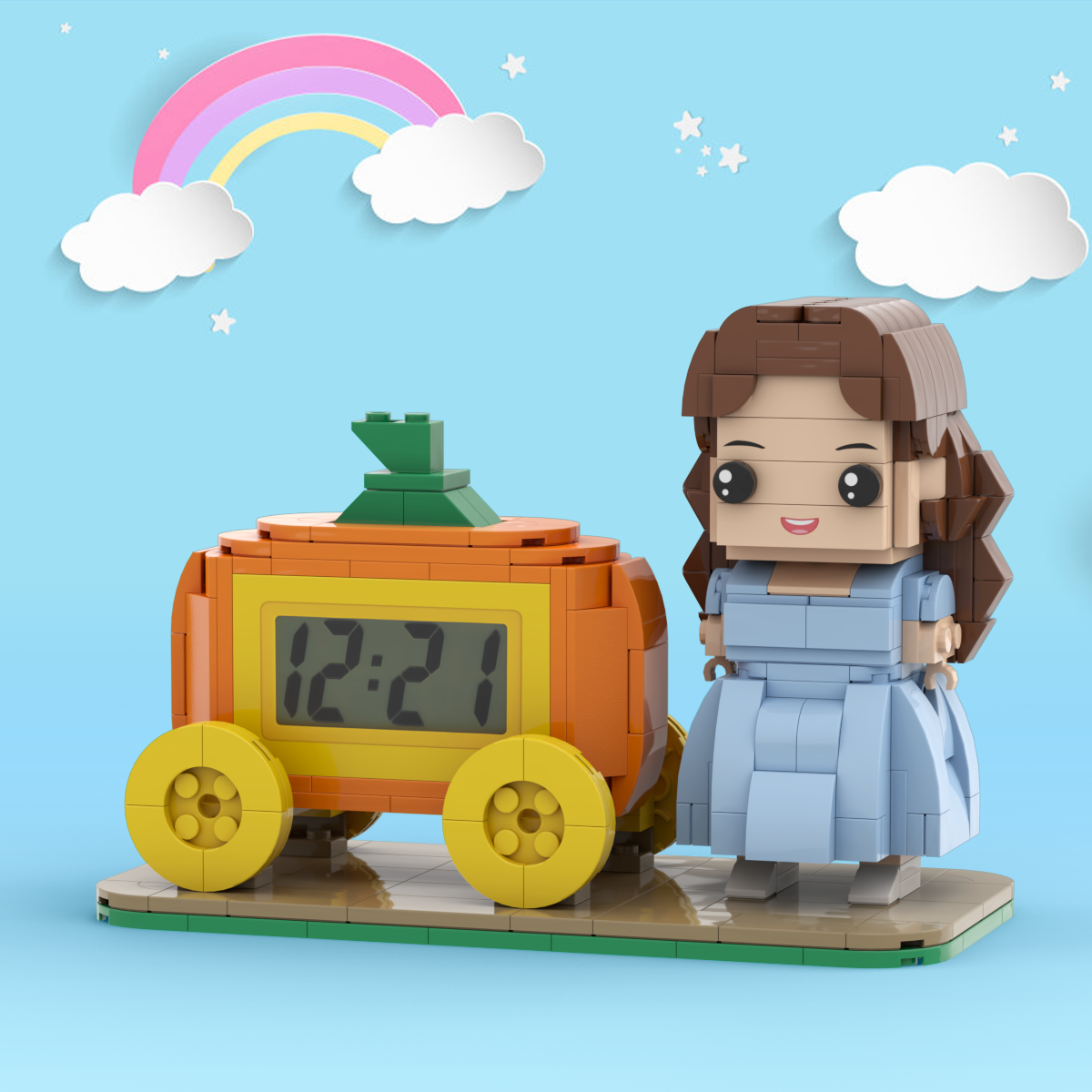Xmas Gifts Custom Brick Figures Clock Personalized Brick Pumpkin & Figures Clock