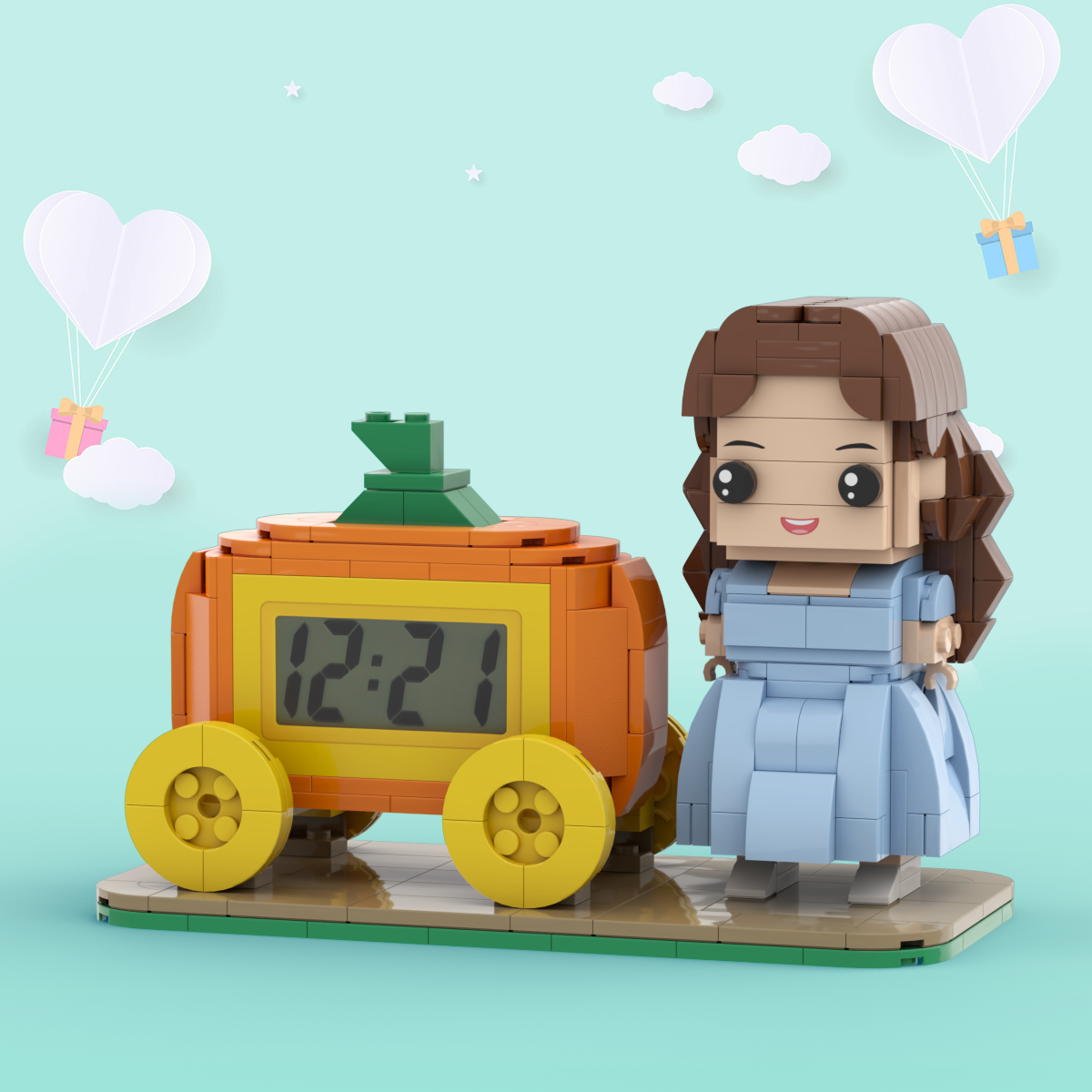 Xmas Gifts Custom Brick Figures Clock Personalized Brick Pumpkin & Figures Clock