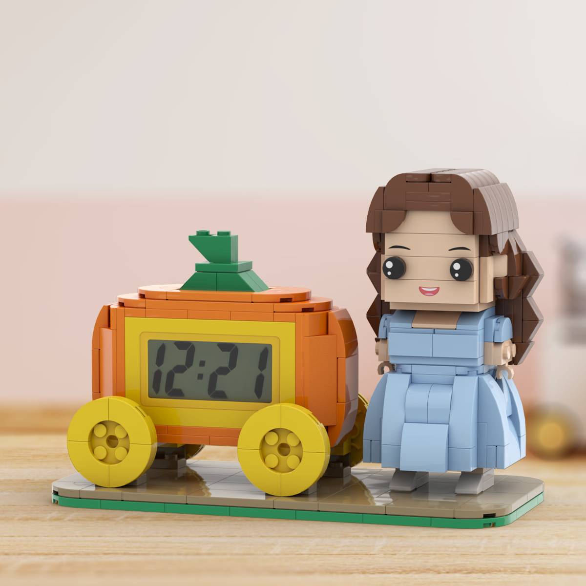 Xmas Gifts Custom Brick Figures Clock Personalized Brick Pumpkin & Figures Clock