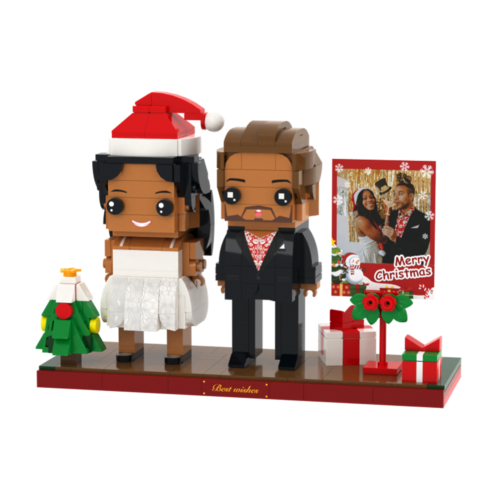 Custom Couple Christmas Brick Figures 2 People Photo Frame Custom Brick Figures