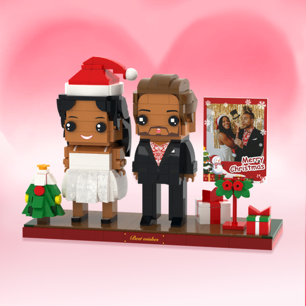 Custom Couple Christmas Brick Figures 2 People Photo Frame Custom Brick Figures