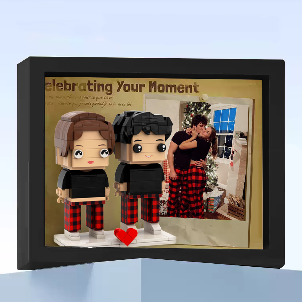 Fully Body 2 People Custom Brick Figures Photo Framed Vintage Anniversary Gift