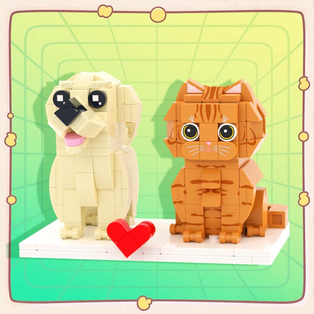 Persaonalized Cat Dog Full Body Brick Figures Pet Family Gift