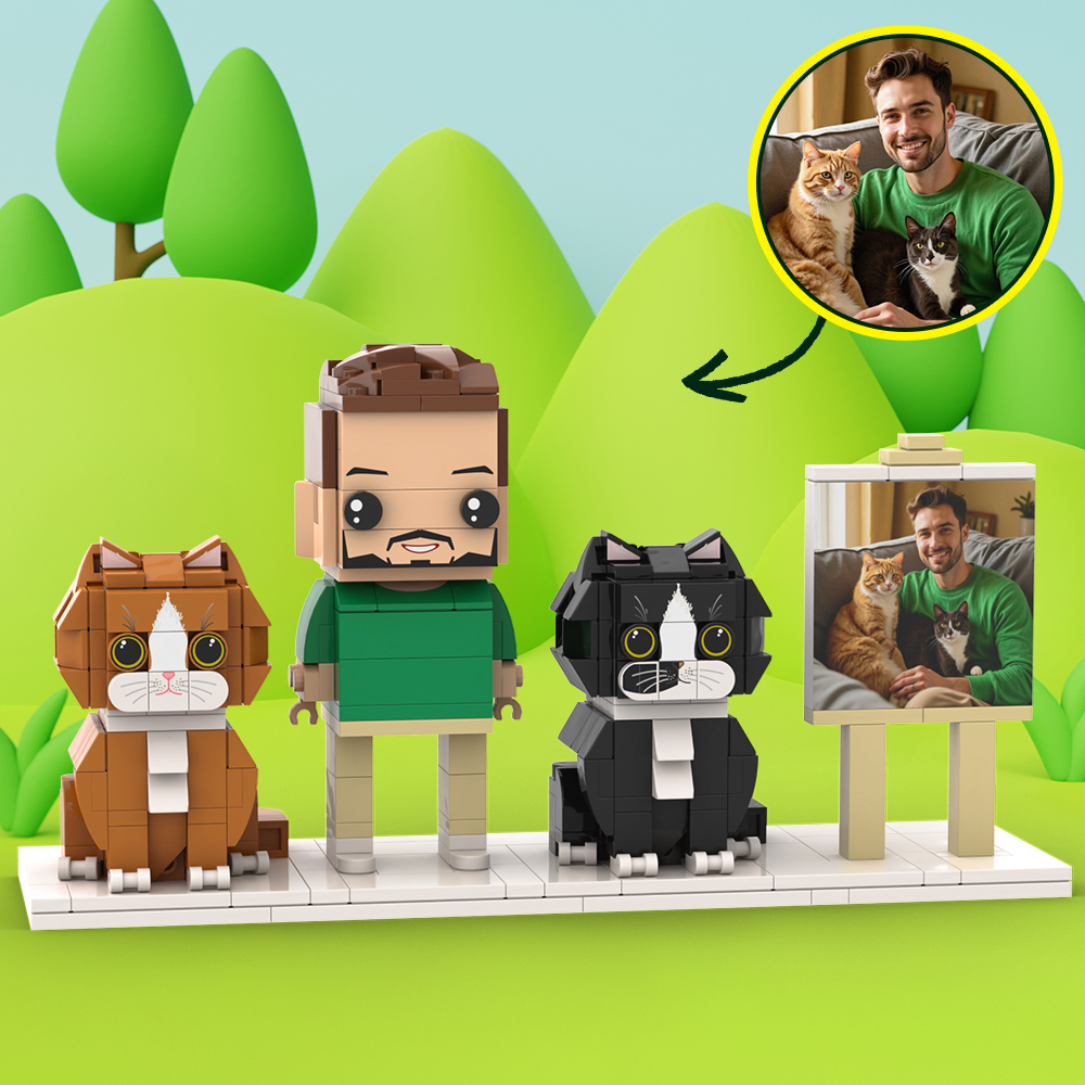 Personalized 1 People Fully Body People With Dog and Cat Pets Family Gifts